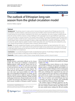 The Outlook of Ethiopian Long Rain Season from the Global Circulation Model Solomon Addisu Legesse*