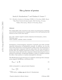 The G Factor of Proton
