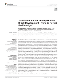 Transitional B Cells in Early Human B Cell Development – Time to Revisit the Paradigm?