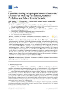 Cytokine Profiling in Myeloproliferative Neoplasms