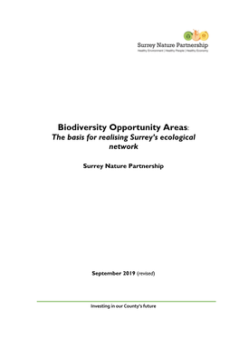 Biodiversity Opportunity Areas: the Basis for Realising Surrey's Local