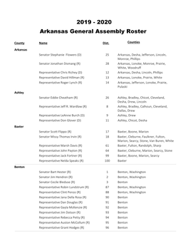 2019-2020 Arkansas General Assembly Roster Published