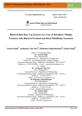 Bilateral Both Bone Leg Fracture in a Case of Hereditary Multiple Exostoses with Bilateral Proximal and Distal Tibiofibular Synostosis