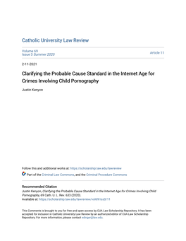 Clarifying the Probable Cause Standard in the Internet Age for Crimes Involving Child Pornography
