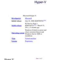 In Windows Server 2008 R2 and Windows Server 2008 (The Former Containing the Later Release of Hyper-V)