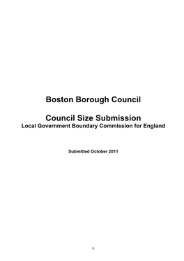 Boston Borough Council Council Size Submission