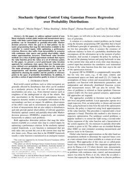 Stochastic Optimal Control Using Gaussian Process Regression Over Probability Distributions