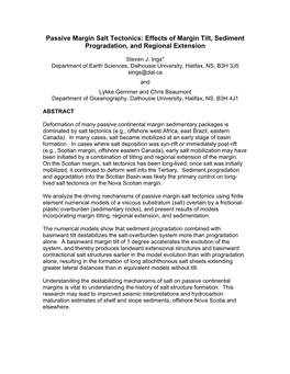 Passive Margin Salt Tectonics: Effects of Margin Tilt, Sediment Progradation, and Regional Extension