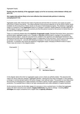 Aggregate Supply and Unemployment