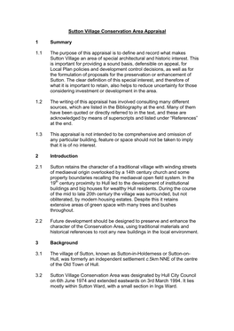 Sutton Village Conservation Area Appraisal