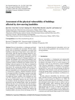 Assessment of the Physical Vulnerability of Buildings Affected by Slow-Moving Landslides