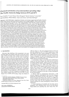 Chemical Systematics of an Intermediate Spreading Ridge: the Pacific-Antarctic Ridge Between 56°S and 66°S