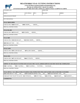 Meatworks Veal Cutting Instructions