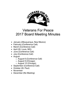 Veterans for Peace 2017 Board Meeting Minutes