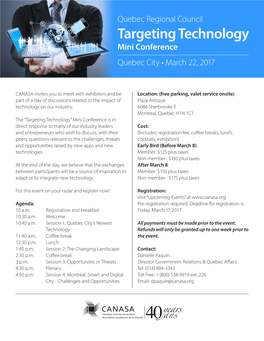 Targeting Technology Mini Conference Quebec City • March 22, 2017