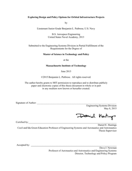 Exploring Design and Policy Options for Orbital Infrastructure Projects by Lieutenant Junior Grade Benjamin L. Putbrese, U.S. Na