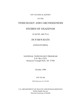 TR-468: Oxazepam (CASRN 604-75-1) in F344/N Rats