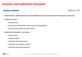 Erosion and Sediment Transport