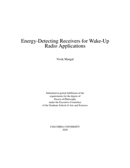 Energy-Detecting Receivers for Wake-Up Radio Applications