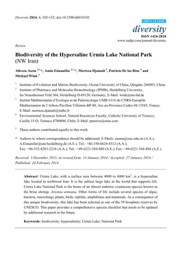 Biodiversity of the Hypersaline Urmia Lake National Park (NW Iran)