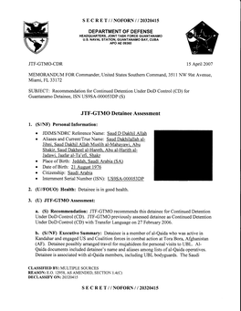 JTF-GTMO Detainee Assessment