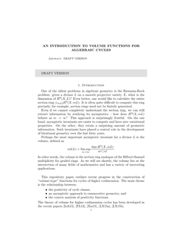 An Introduction to Volume Functions for Algebraic Cycles