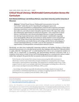 Critical Visual Literacy: Multimodal Communication Across the Curriculum