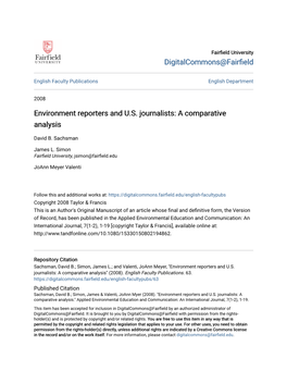 Environment Reporters and US Journalists