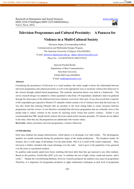 Television Programmes and Cultural Proximity