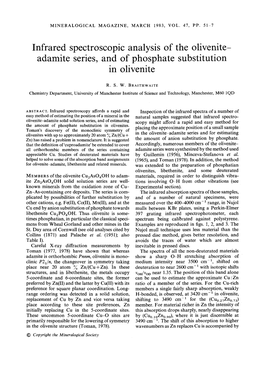 Adamite Series, and of Phosphate Substitution in Olivenite