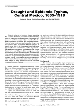 Drought and Epidemic Typhus, Central Mexico, 1655–1918 Jordan N