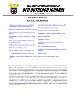 USAF Counterproliferation Center CPC Outreach Journal #870