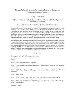 The Evolution of Rural and Urban Settlement in Sicily from Prehistory to Late Antiquity