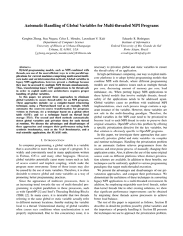 Automatic Handling of Global Variables for Multi-Threaded MPI Programs