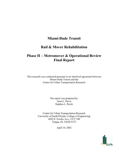 Miami-Dade Transit Rail & Mover Rehabilitation Phase II