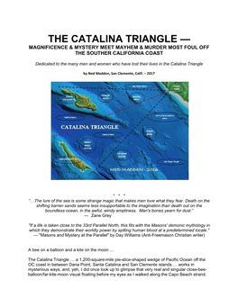 The Catalina Triangle — Magnificence & Mystery Meet Mayhem & Murder Most Foul Off the Souther California Coast