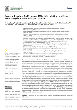 Prenatal Bisphenol a Exposure, DNA Methylation, and Low Birth Weight: a Pilot Study in Taiwan