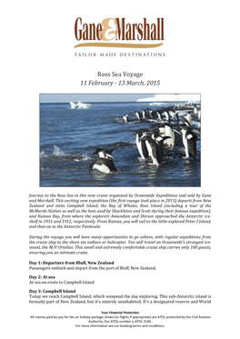 Ross Sea Voyage 11 February - 13 March, 2015