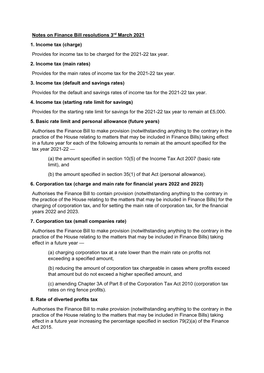 Notes on Finance Bill Resolutions 3Rd March 2021 1