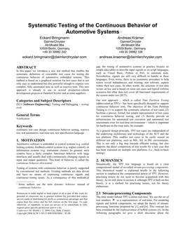 Systematic Testing of the Continuous Behavior of Automotive Systems