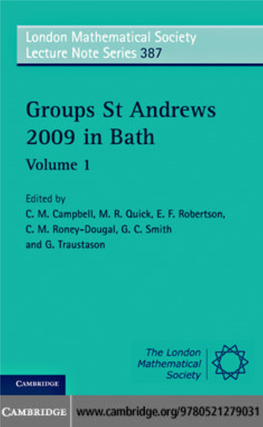 Groups St. Andrews 2009 in Bath. Volume 1