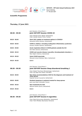 09:30 Joint SSP-EFP Session COVID-19 08:30