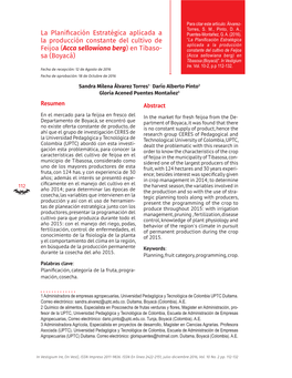 La Planificación Estratégica Aplicada a La Producción Constante Del Cultivo De Feijoa Acca( Sellowiana Berg) En Tibasosa (Boyacá)