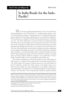 Is India Ready for the Indo- Pacific?