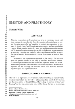 Emotion and Film Theory