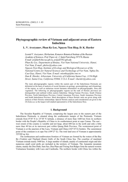 Phytogeographic Review of Vietnam and Adjacent Areas of Eastern Indochina L