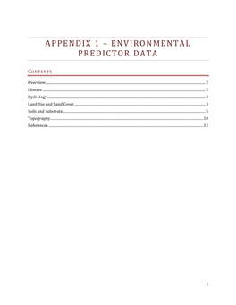 Appendix 1 – Environmental Predictor Data