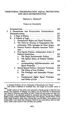 Territorial Discrimination, Equal Protection, and Self-Determination