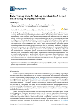 Field-Testing Code-Switching Constraints: a Report on a Strategic Languages Project