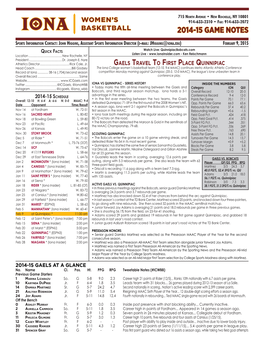 2014-15 Game Notes